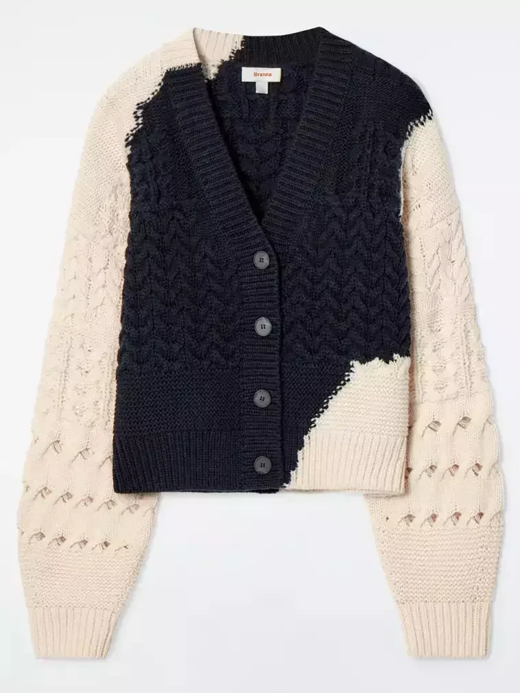 Abstract Cable-Knit Cardigan Sweater - Sweaters & Knitwear