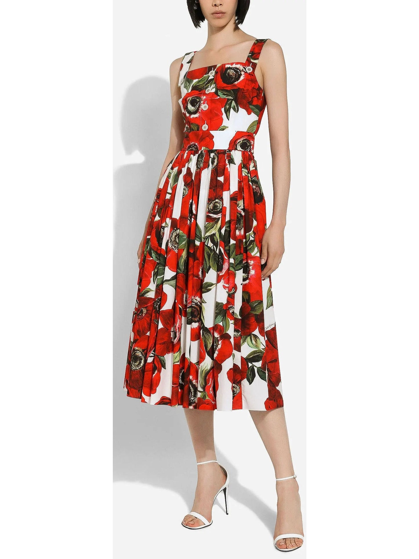 Anemone Print Cotton Sun Dress - Dresses