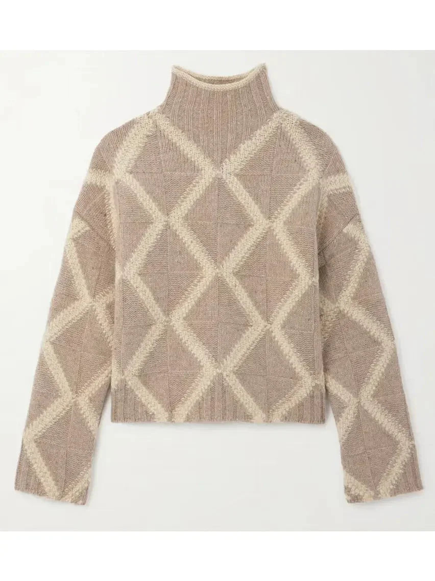 Argyle Intarsia-Knit Cashmere Turtleneck Sweater - Sweaters & Knitwear