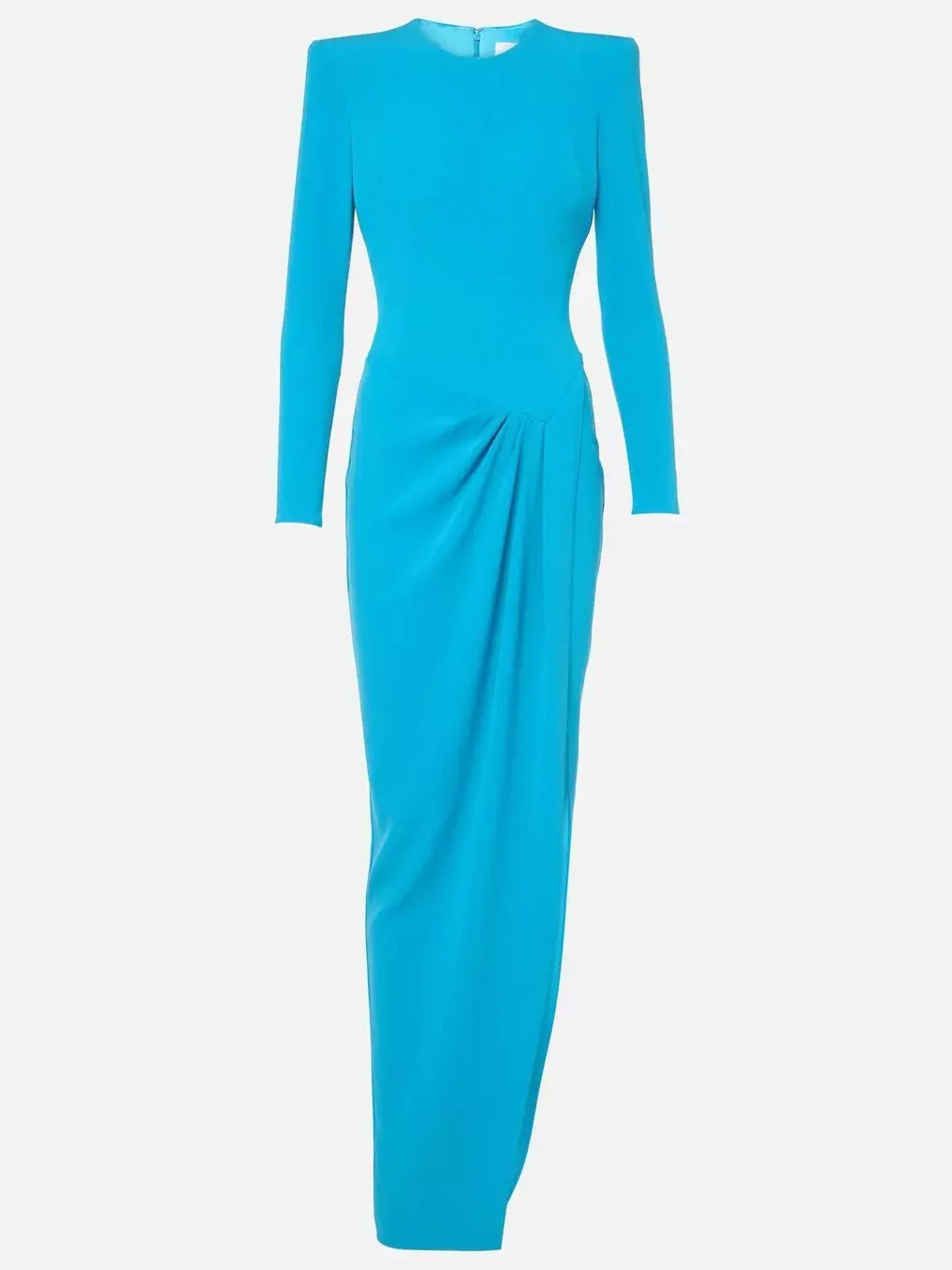 Asymmetric Blue Draped Crepe Maxi Dress - Dresses