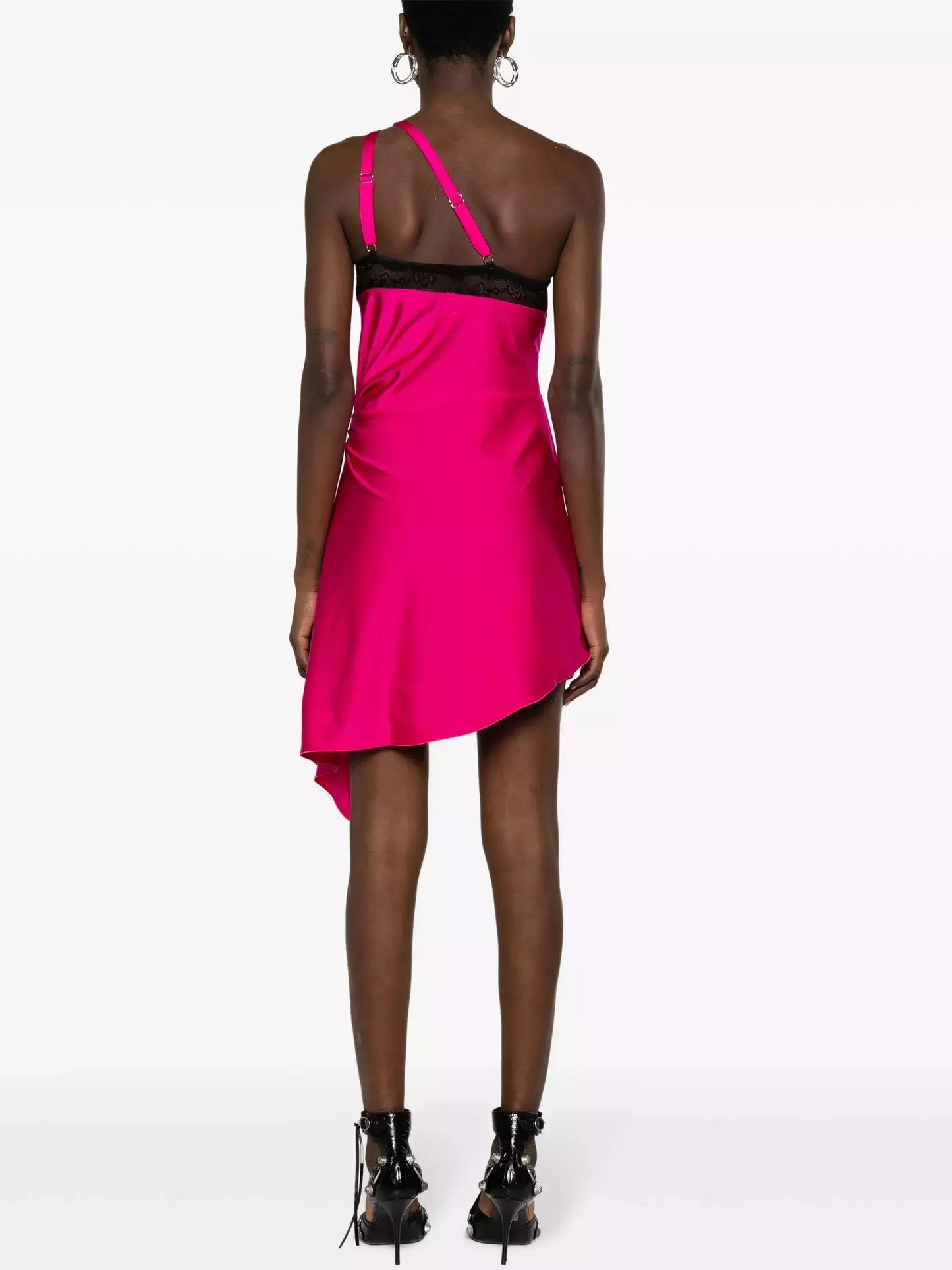 Asymmetric Cut-Out Lace-Trim Mini Dress - Dresses