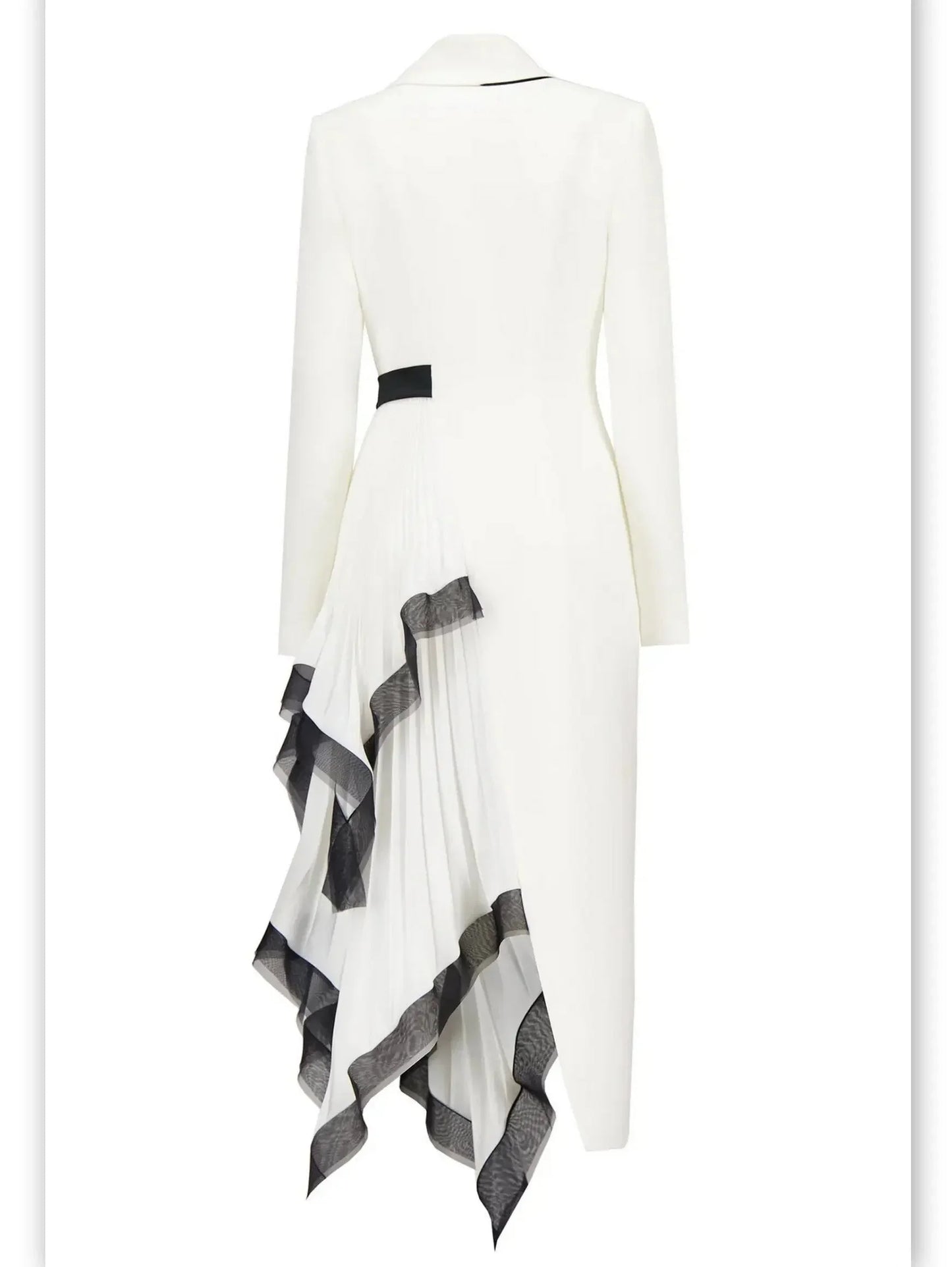 Asymmetric One-Side Pleat Ruffled Blazer Dress - Dresses