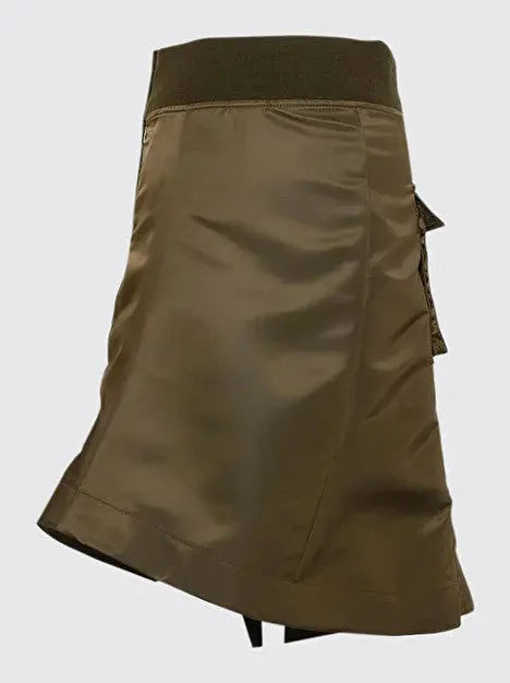 Asymmetrical Cargo-Pocket Nylon Skirt - Skirts