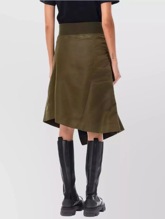 Asymmetrical Cargo-Pocket Nylon Skirt - Skirts