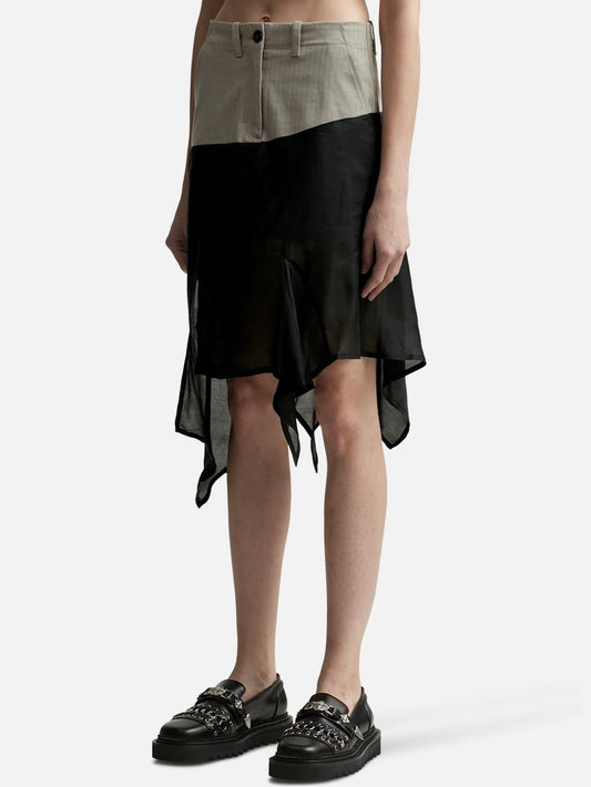 Asymmetrical Cotton and Tulle Skirt - Skirts