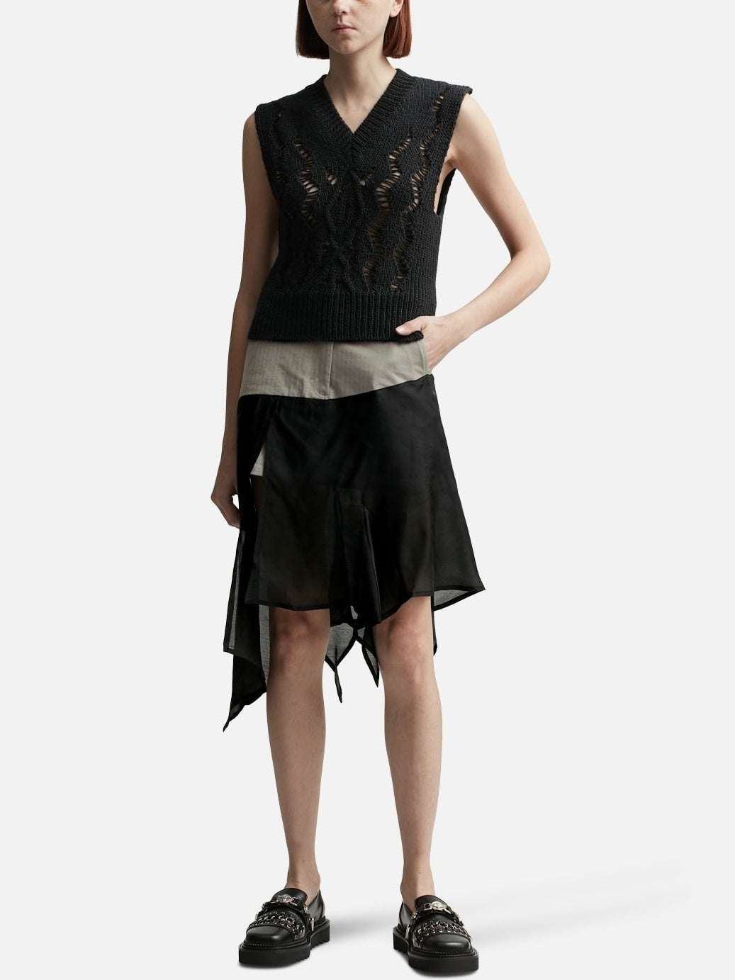 Asymmetrical Cotton and Tulle Skirt - Skirts