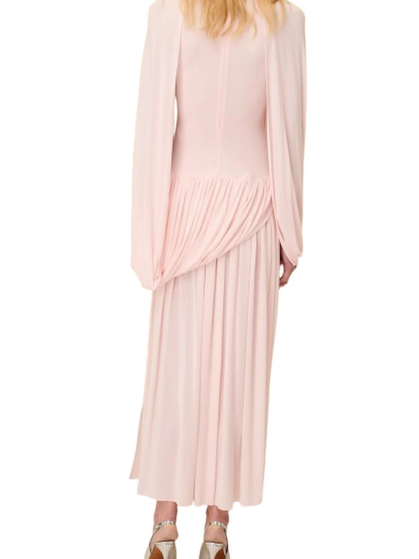 Asymmetrical Draped Jersey Cape Dress - Dresses