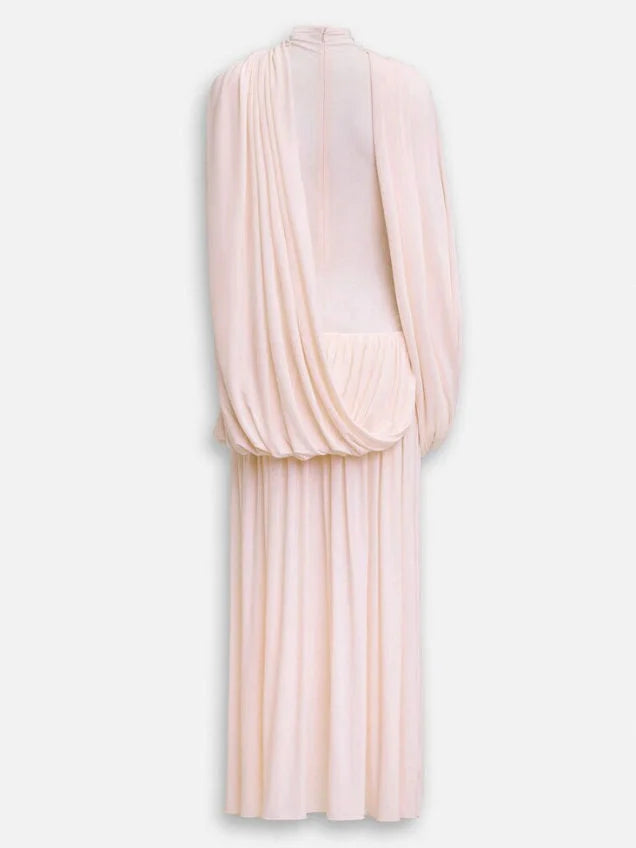 Asymmetrical Draped Jersey Cape Dress - Dresses