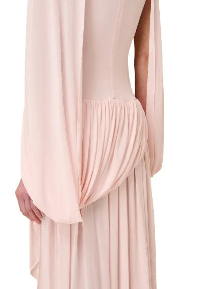 Asymmetrical Draped Jersey Cape Dress - Dresses