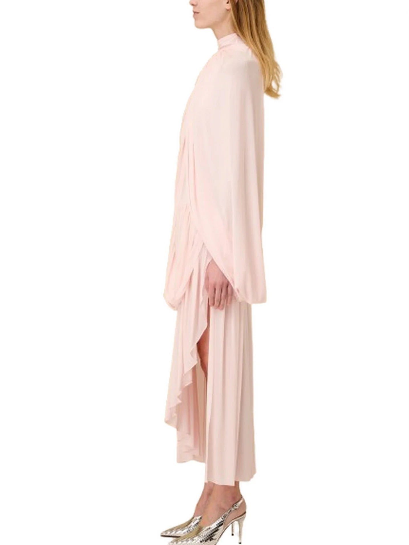 Asymmetrical Draped Jersey Cape Dress - Dresses