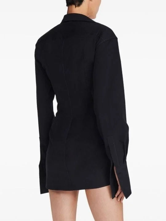 Asymmetrical Gathered Mini Dress with Safety Slider - Dresses