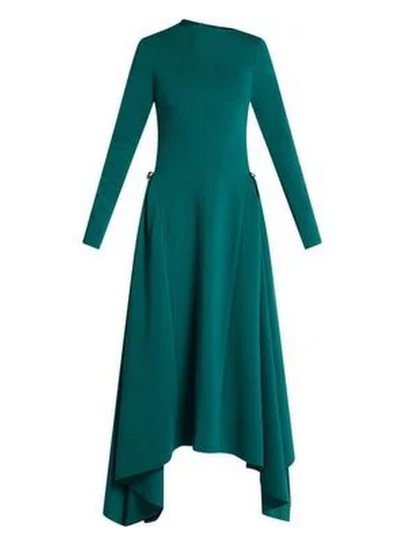 Brown long-sleeved Asymmetrical Jersey Gathered Maxi Dress for stylish comfort