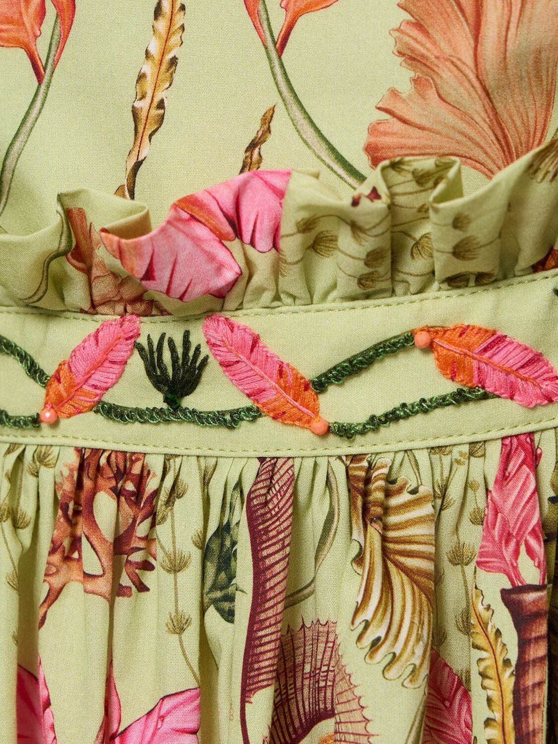 Asymmetrical Printed Sun Dress with Waist Embroidery - Dresses