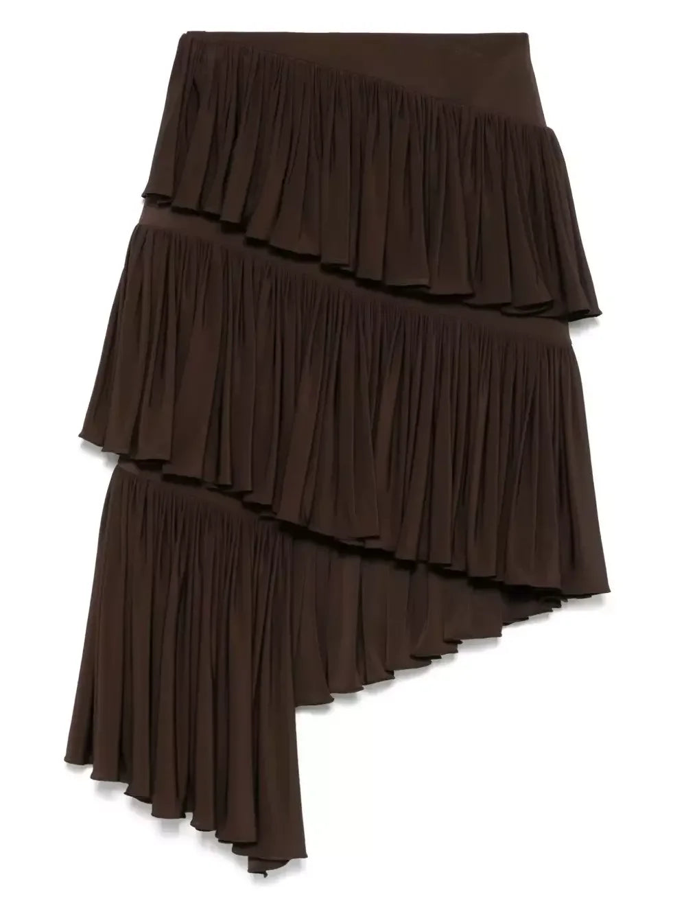 Asymmetrical Spiral Pleated Skirt in Brown - Skirts