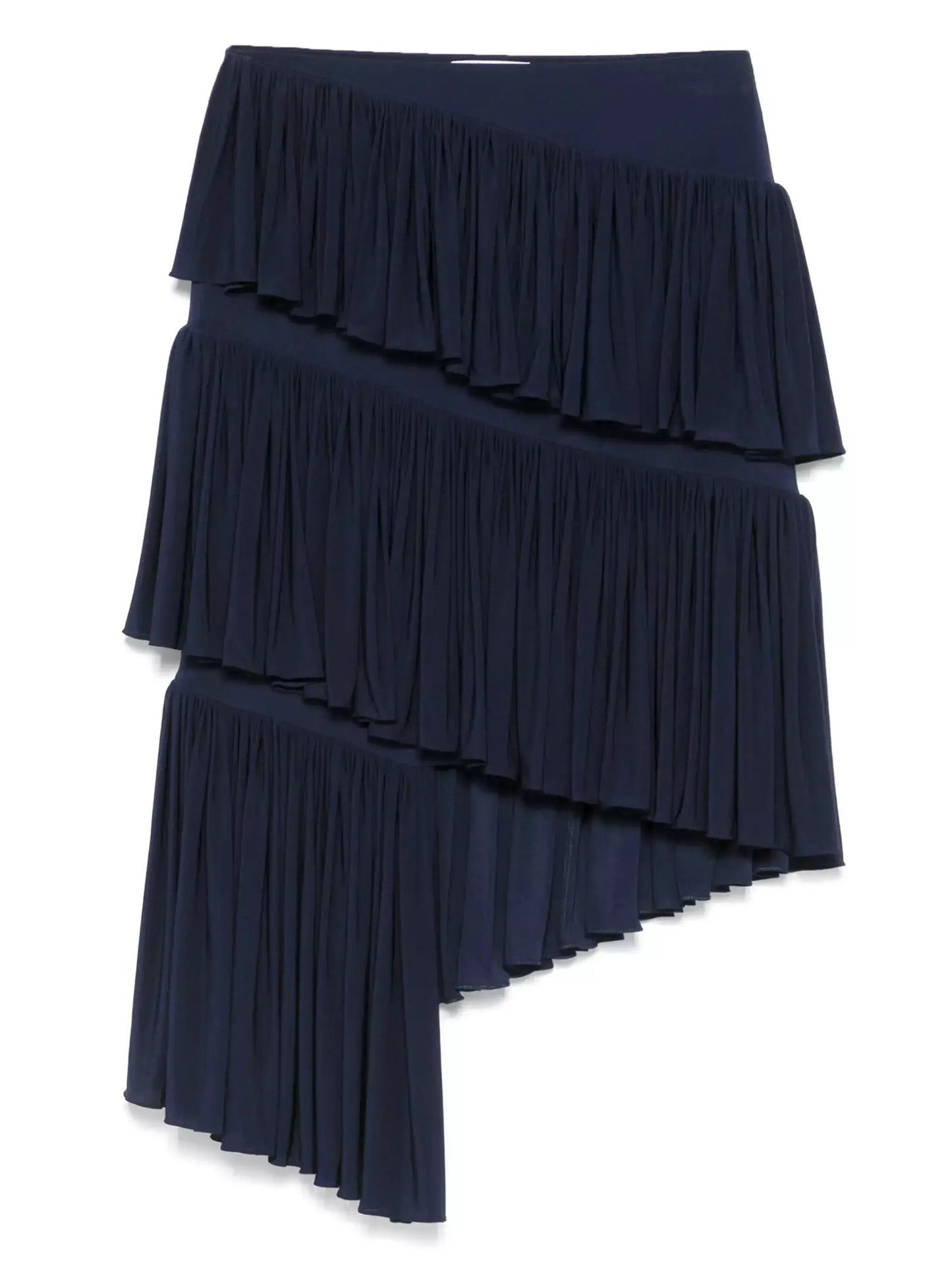 Asymmetrical Spiral Pleated Skirt in Navy - Skirts
