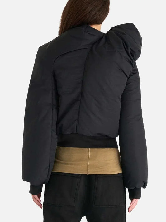 Asymmetrical Structured Puffer Bomber Jacket - Jackets