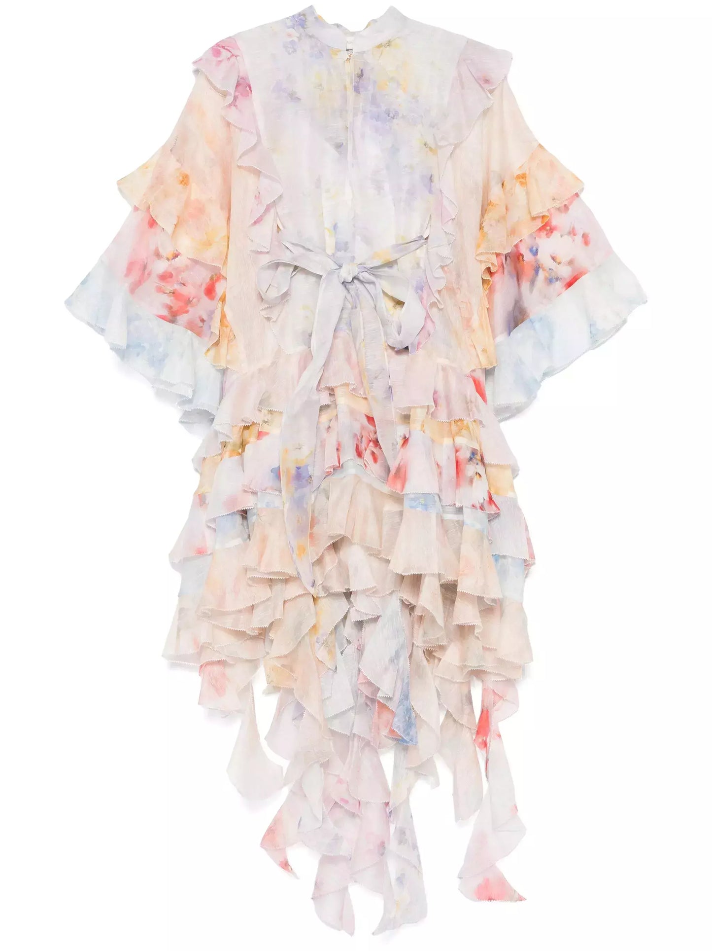 Asymmetrical Tiered multicolored Mini Dress - Dresses