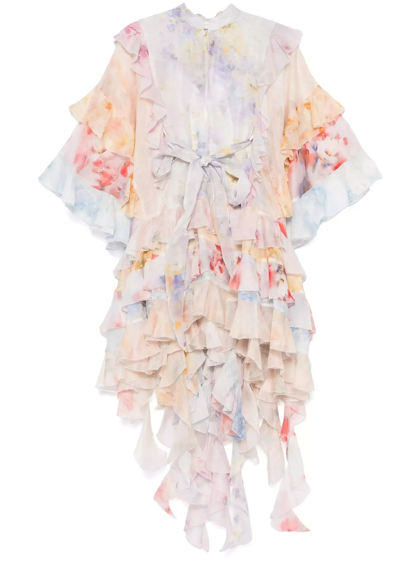 Asymmetrical Tiered multicolored Mini Dress - Dresses