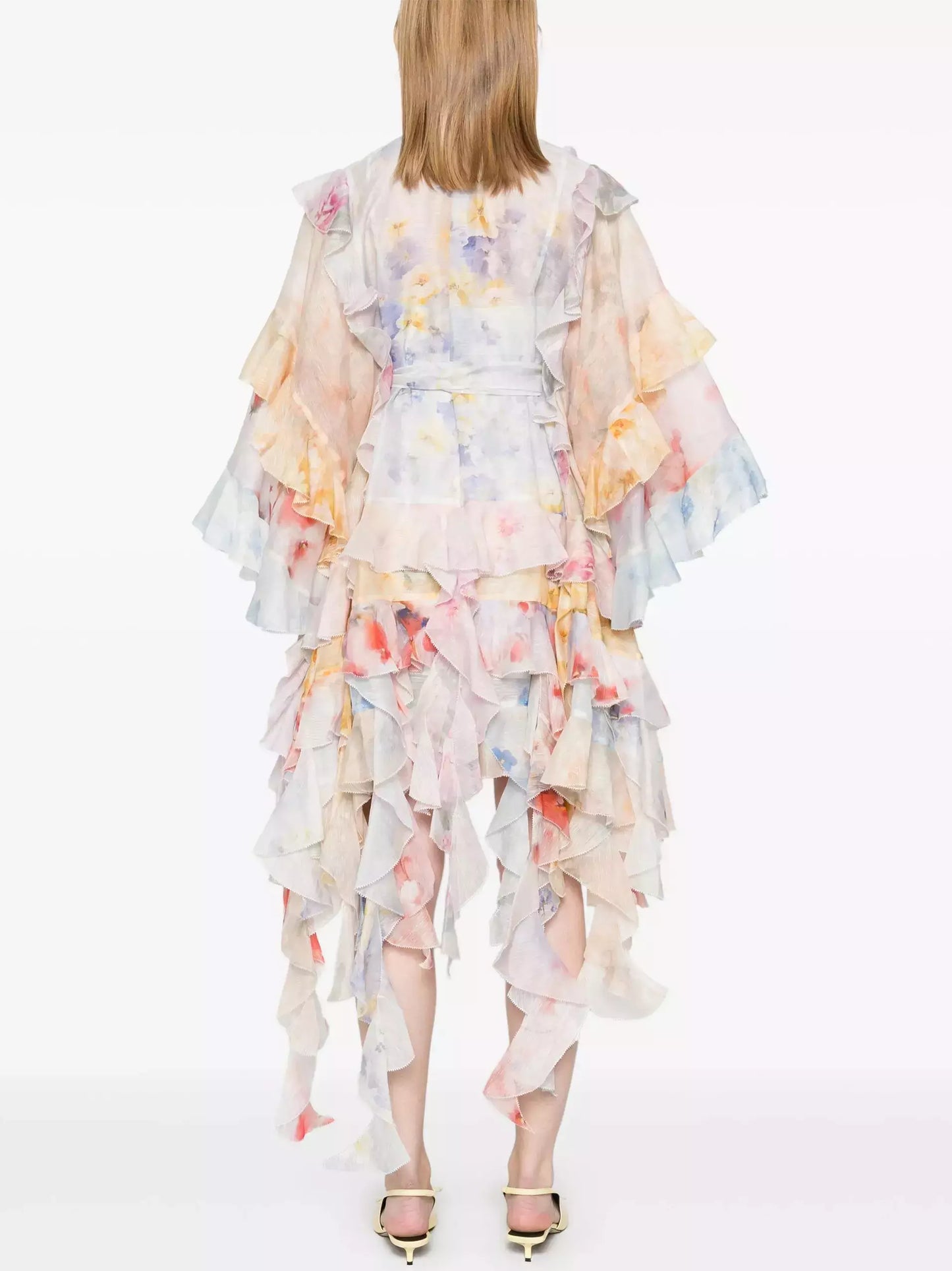 Asymmetrical Tiered multicolored Mini Dress - Dresses