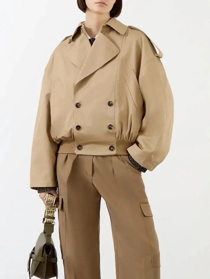 Balloon Double-Breasted Trench Jacket - Jackets