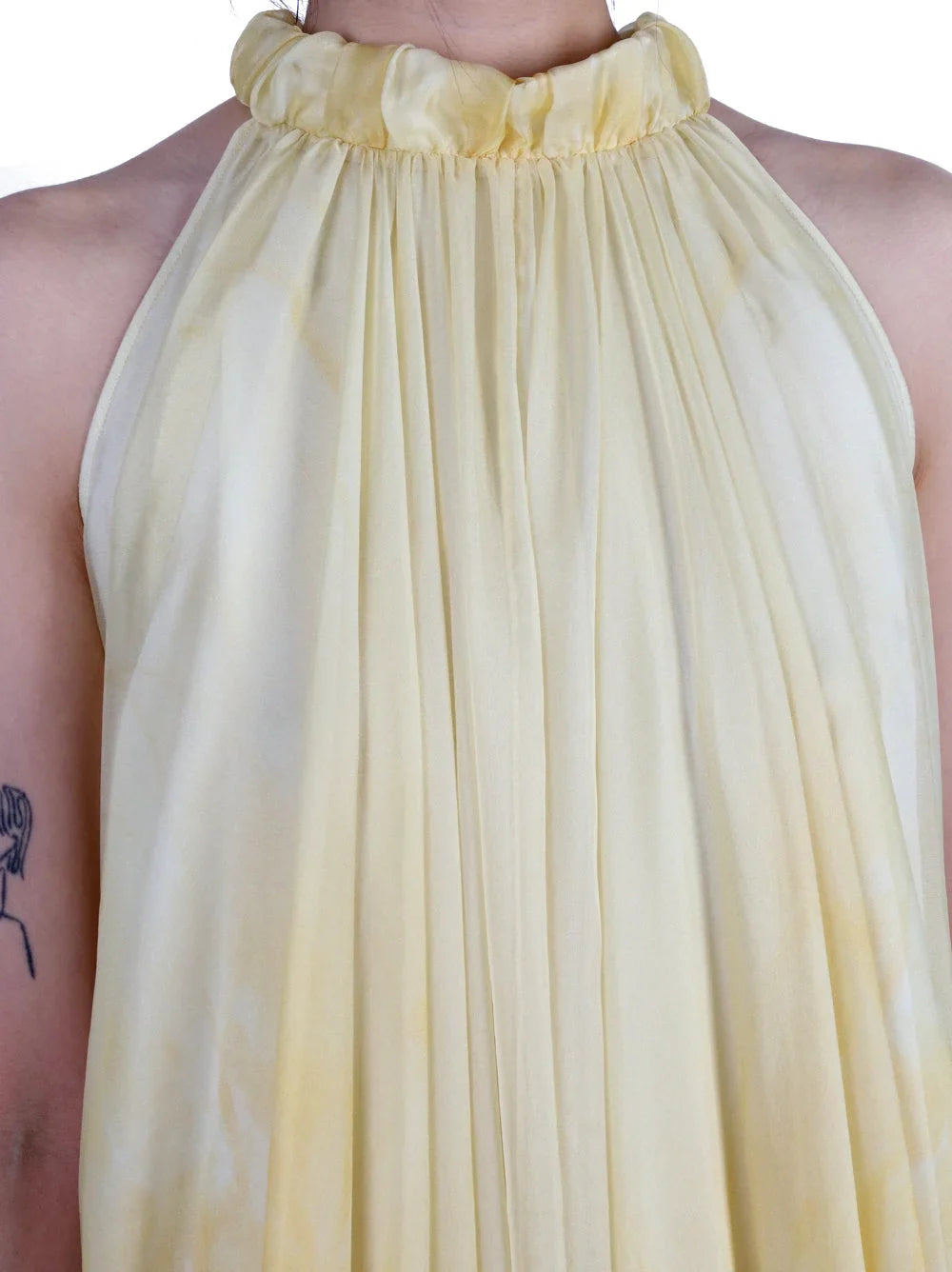 Balloon Tie-Dye Draped Two-Toned Silk Halter Dress - Dresses