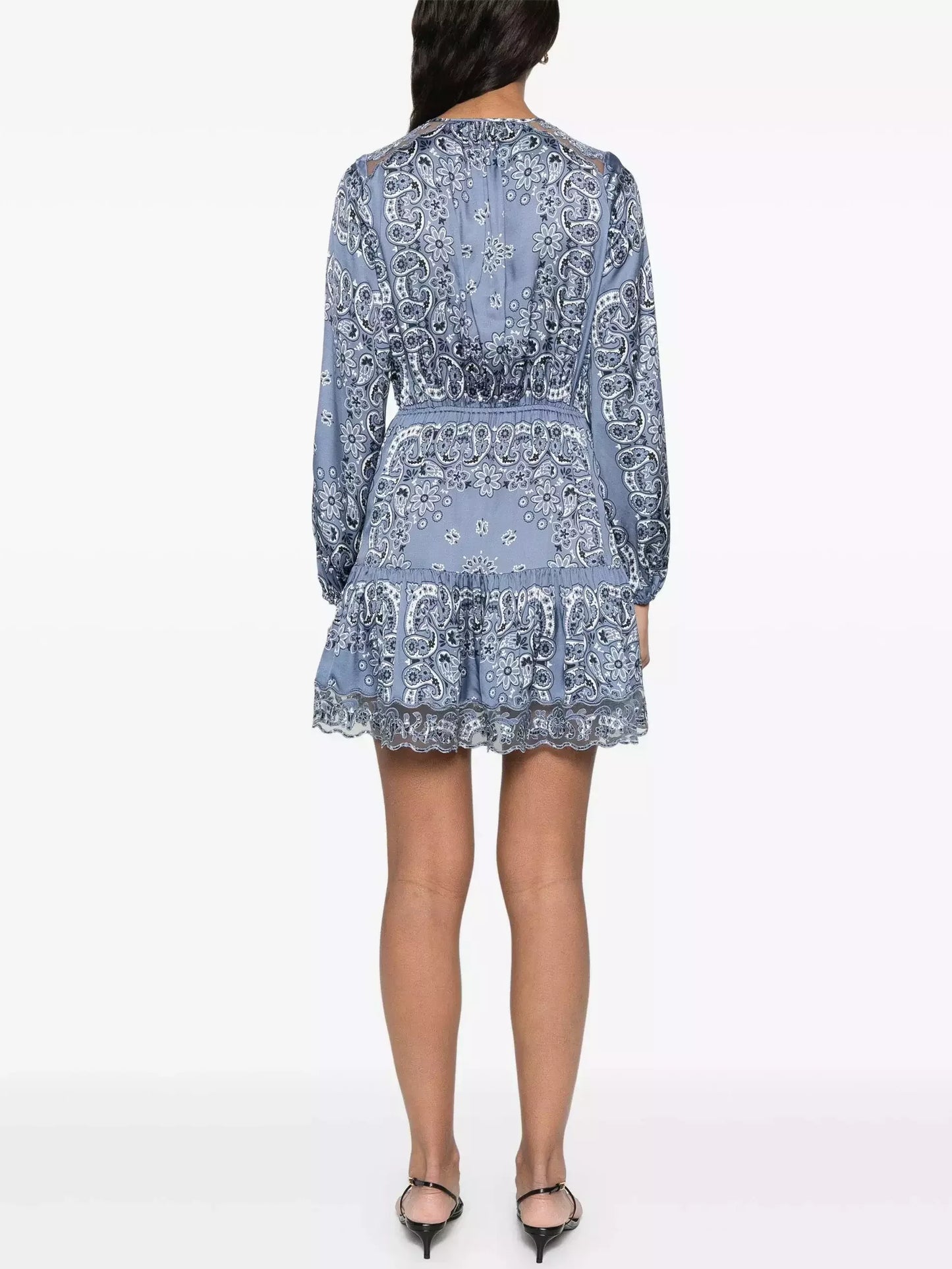 Bandana Paisley Print Blue Buttoned Mini Dress - Dresses
