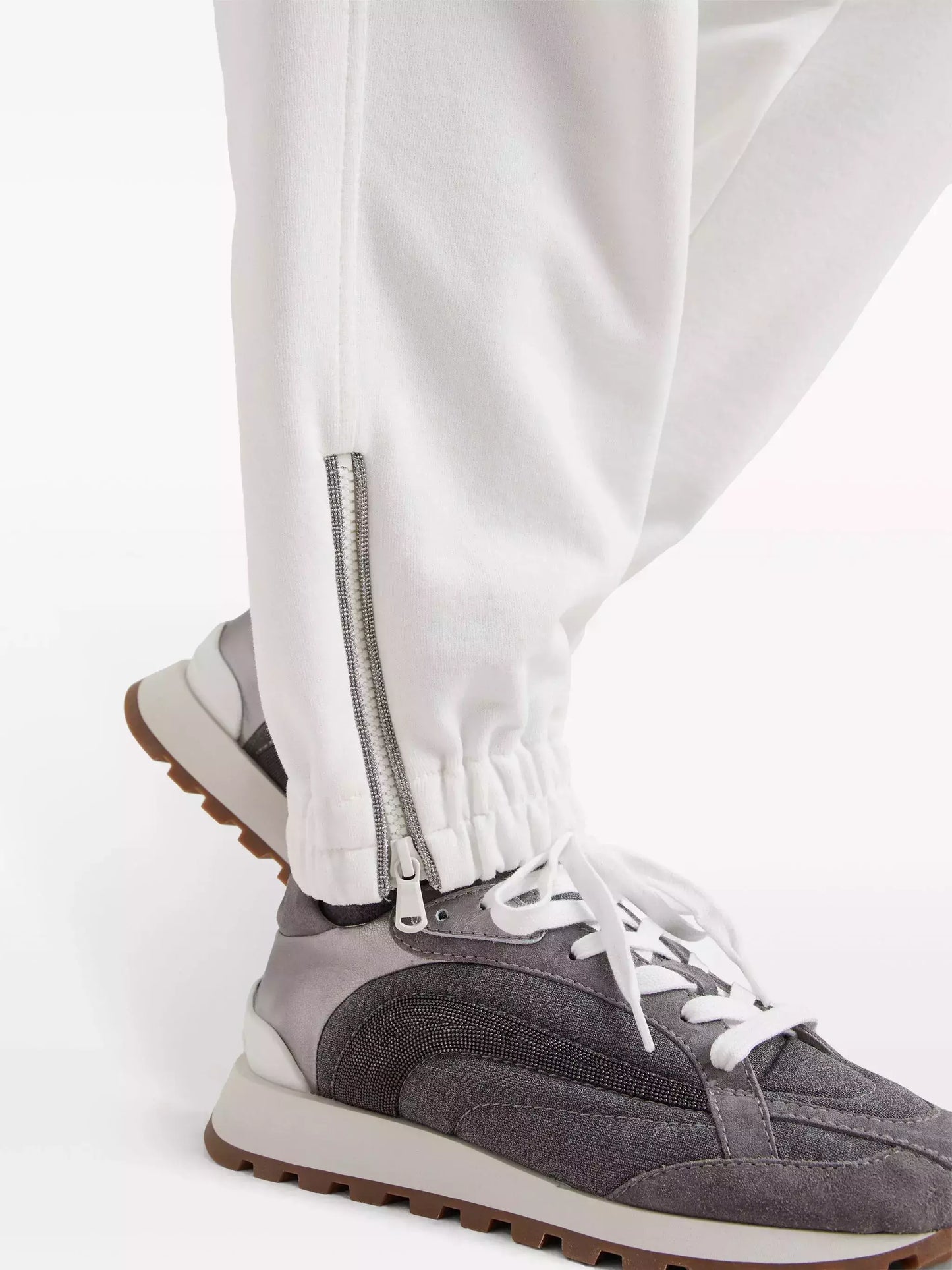 Beaded Chain-Trim French Terry Tracksuit in White - Suits & Sets