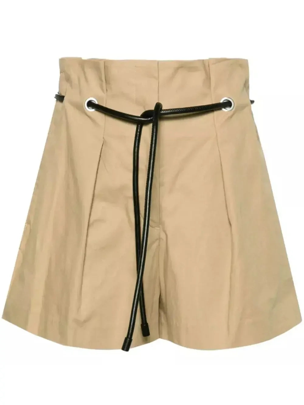 Beige Belted Origami Shorts - Jeans & Pants