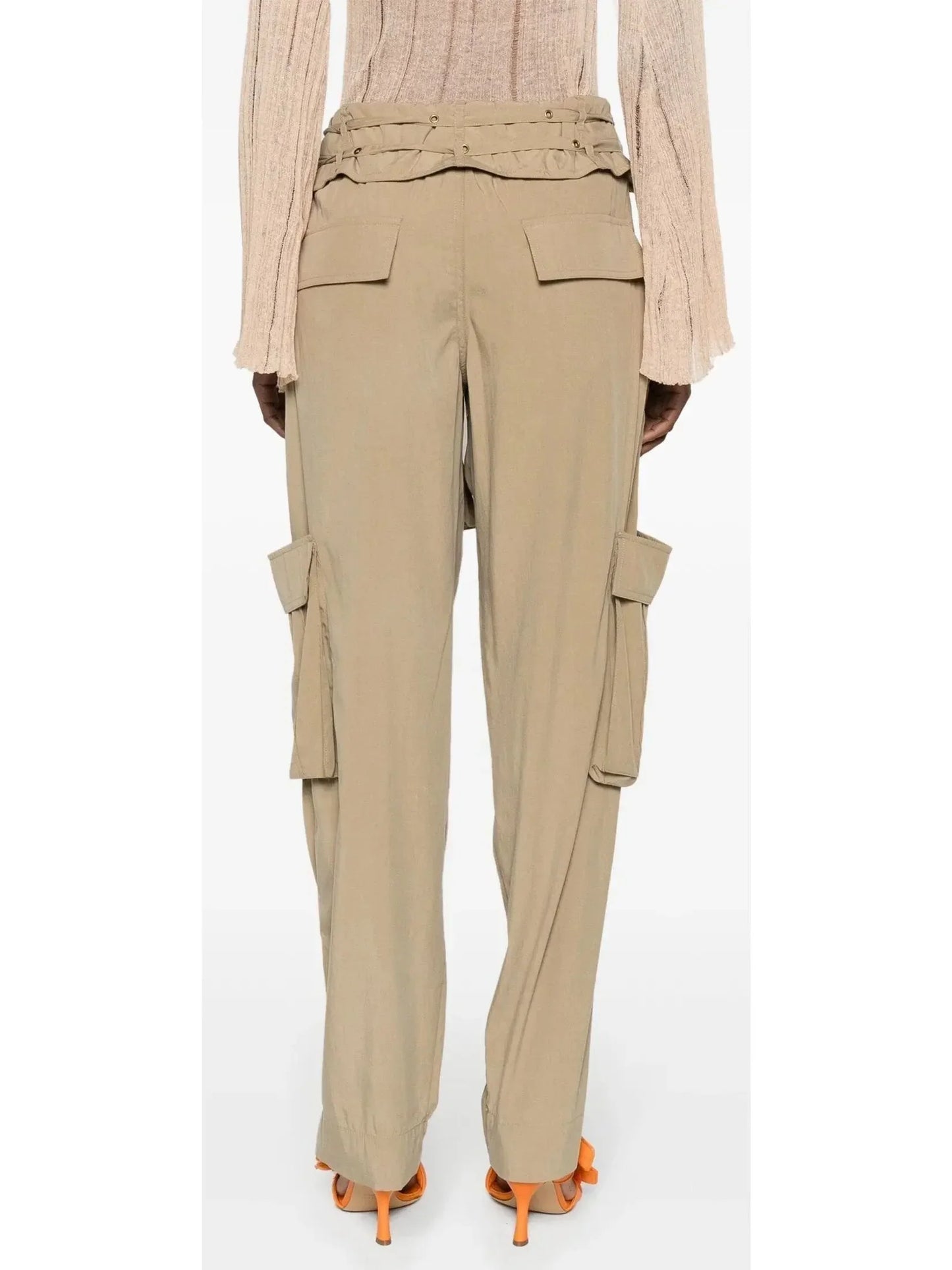 Beige Mid-Rise Cargo Pants - Jeans & Pants