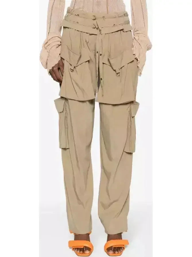 Beige Mid-Rise Cargo Pants - s - Jeans & Pants