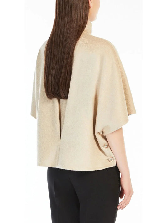Beige Short Cashmere Cape Jacket - Jackets