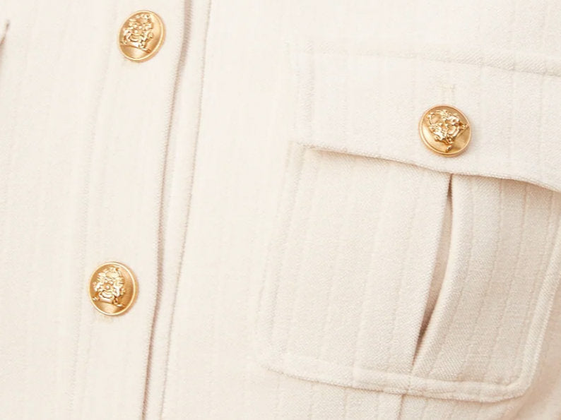 Belted Button-Embellished Short Jumpsuit - Suits & Sets