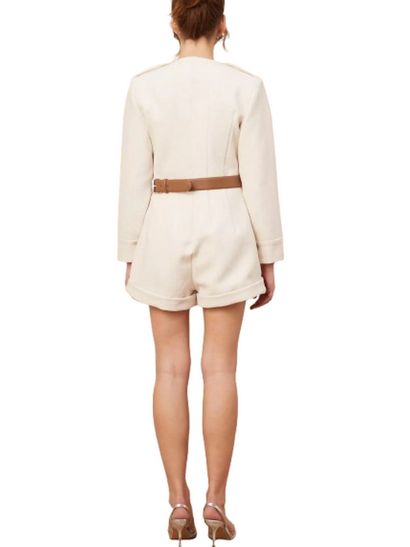 Belted Button-Embellished Short Jumpsuit - Suits & Sets
