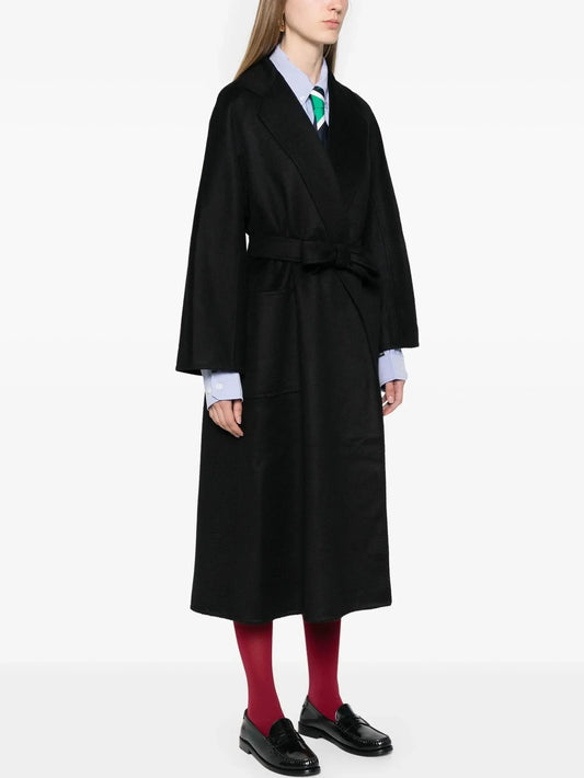 Belted Cashmere and Wool Coat in Black - Coats
