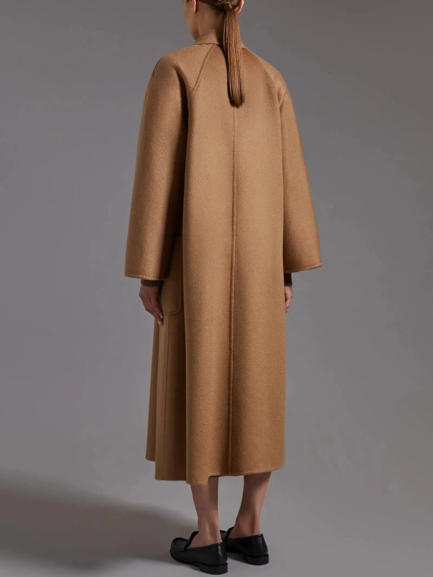 Belted Cashmere and Wool Coat in Camel Brown - Coats