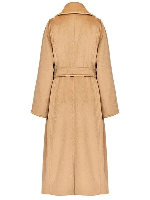 Belted Cashmere Wool Wrap Coat Camel - Coats