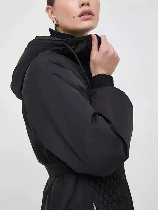 Belted Diamond-Quilted Hooded Balloon-Sleeve Jacket - Jackets