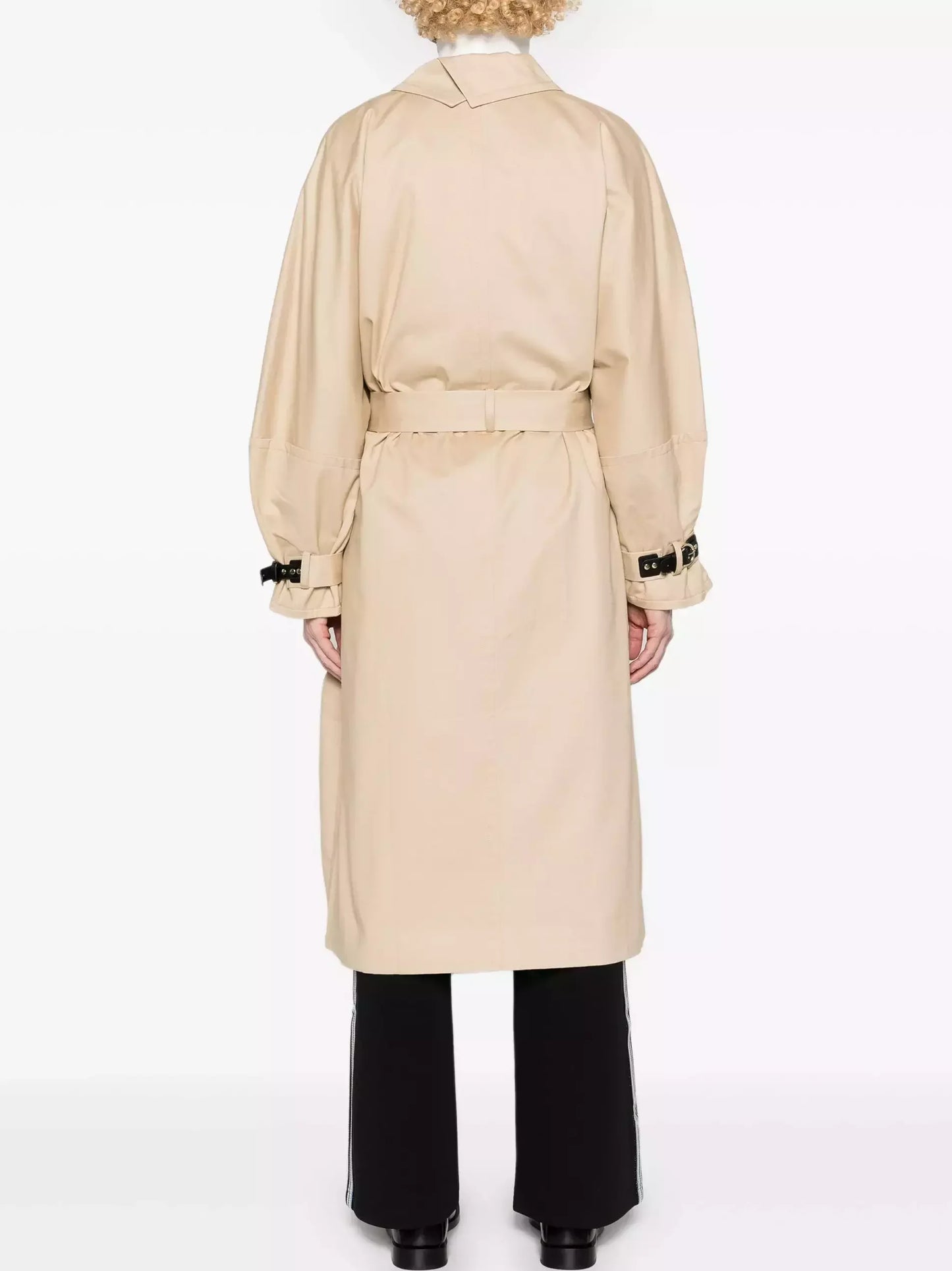 Belted Double-Buckled Long Trench Coat - Coats