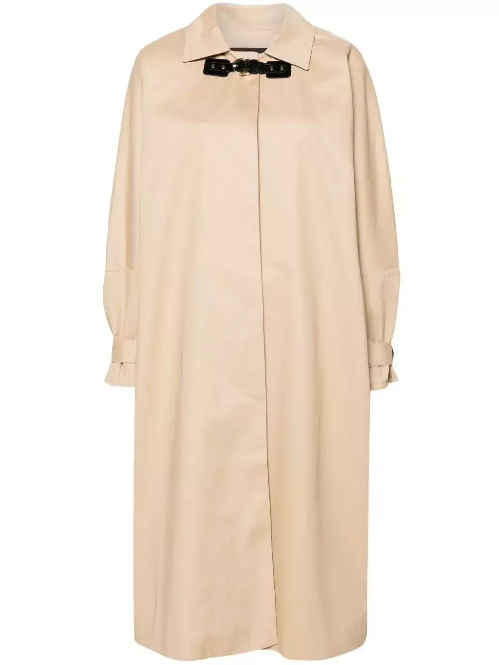 Belted Double-Buckled Long Trench Coat - Coats
