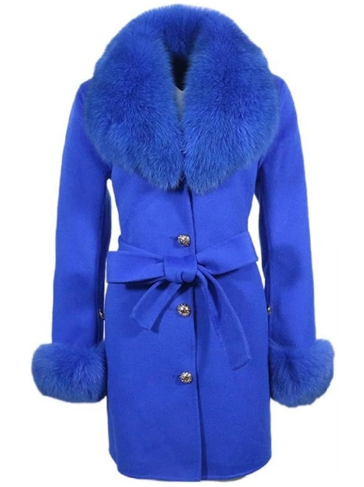 Belted Fur-Trim Wool and Cashmere Short Coat - Coats