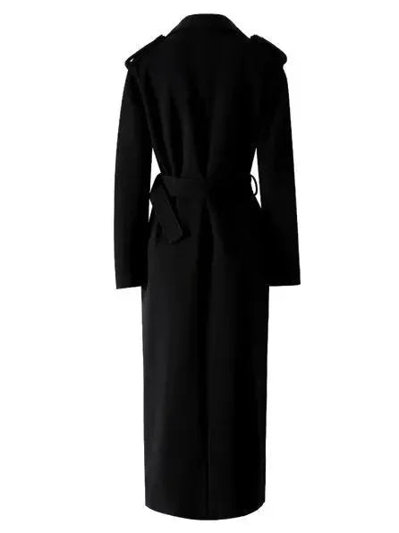 Belted Long Embroidered Wool-Blend Coat - Coats