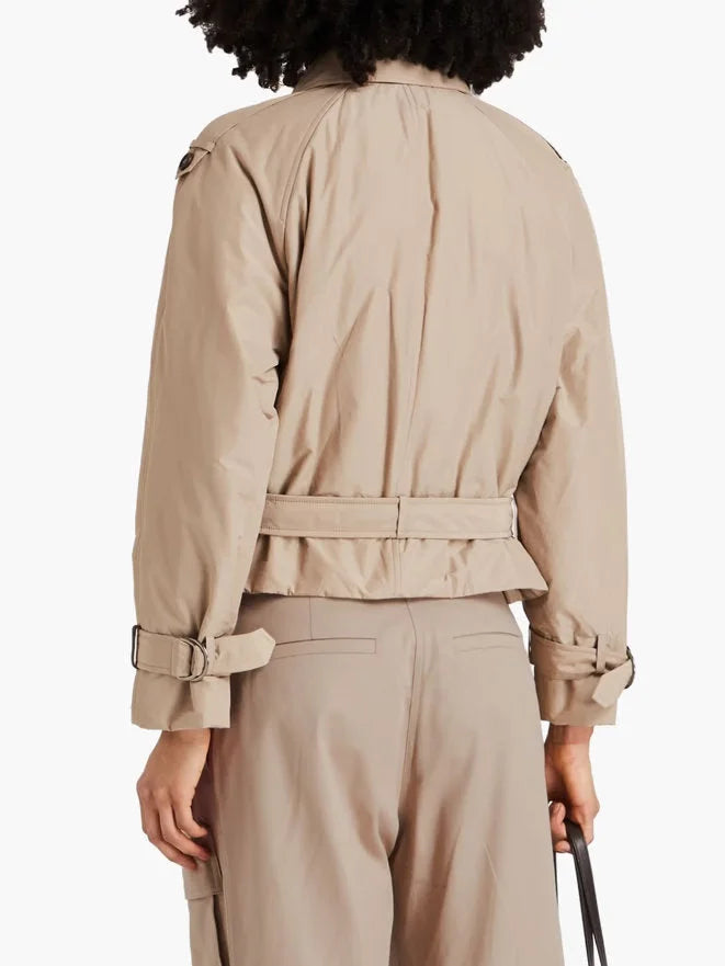 Belted Padded Double-Breasted Trench Jacket - Jackets