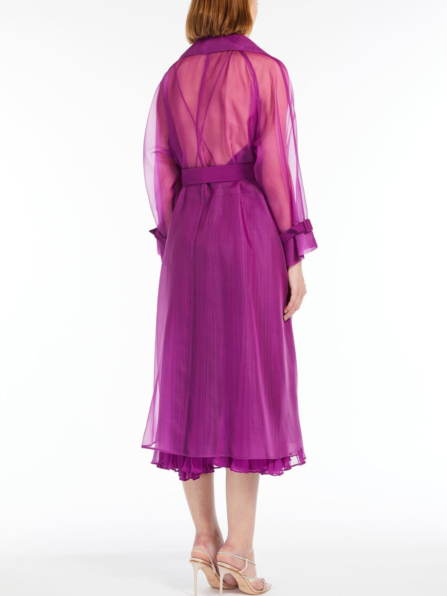 Belted Silk Organza Trench Coat - Coats