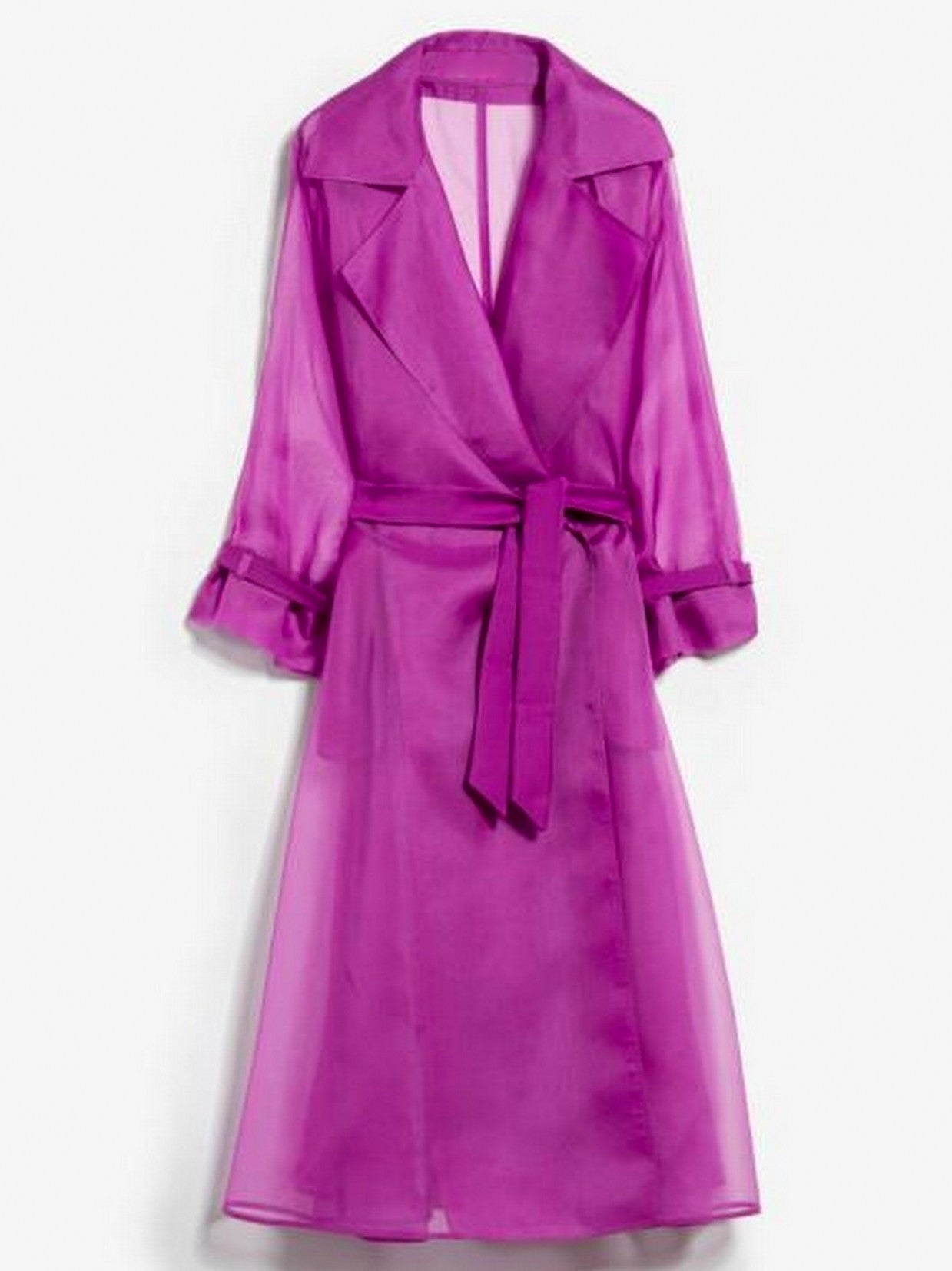 Belted Silk Organza Trench Coat - Coats