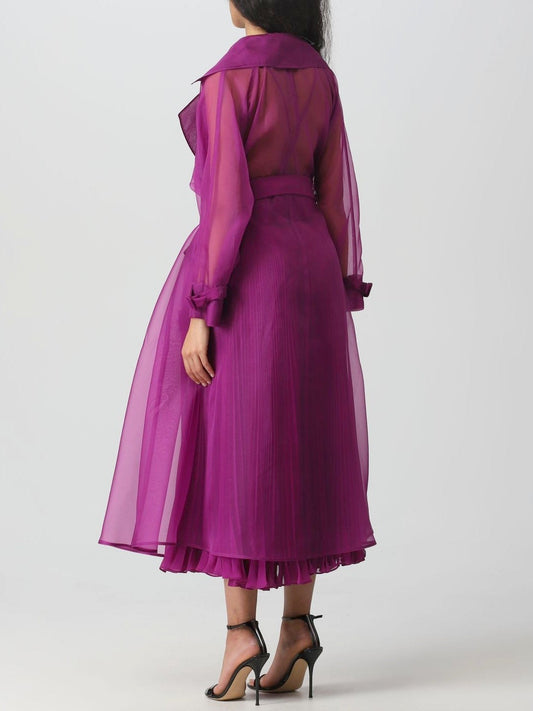 Belted Silk Organza Trench Coat - Coats