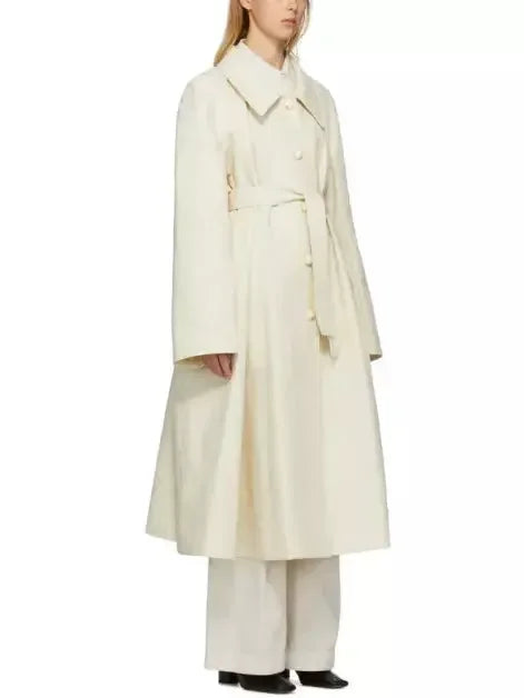 Belted Single-Breasted Linen-Blend Trench Coat - Coats