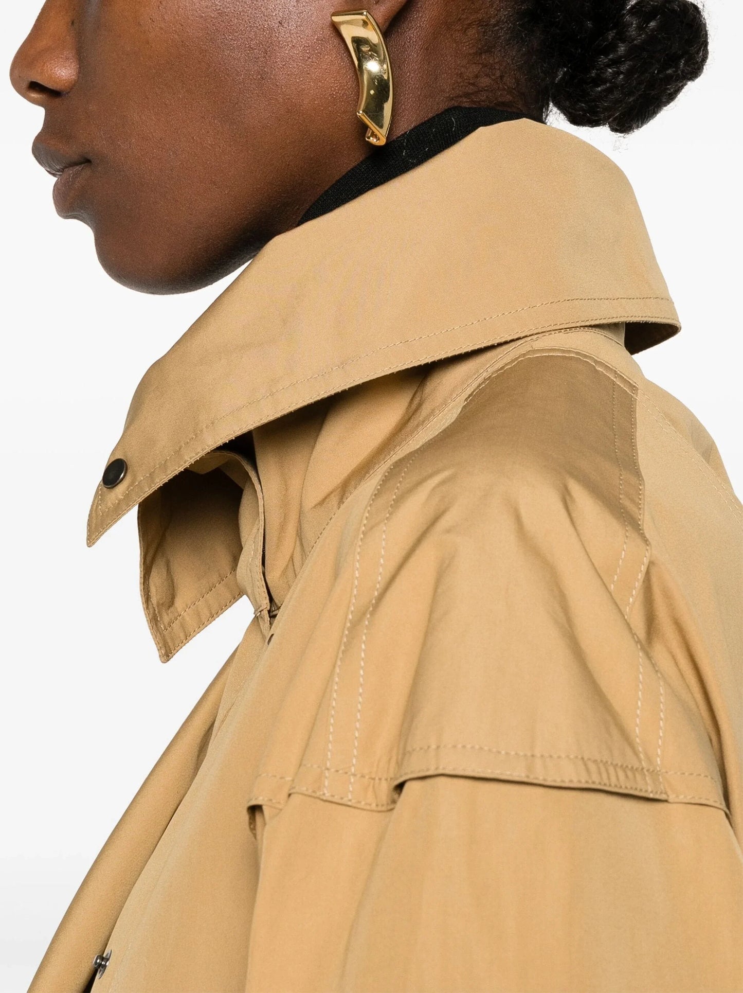 Belted Utility Technical Cotton Cargo Jacket in Beige - Jackets