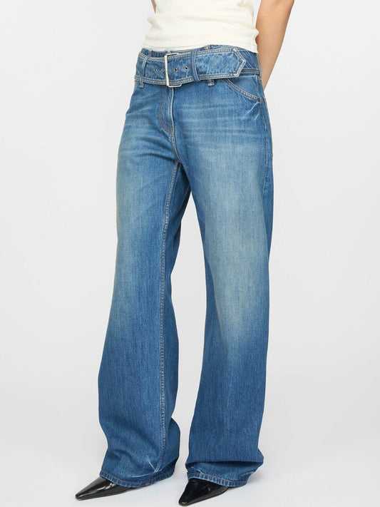 Belted Wide-Leg Jeans - Jeans & Pants