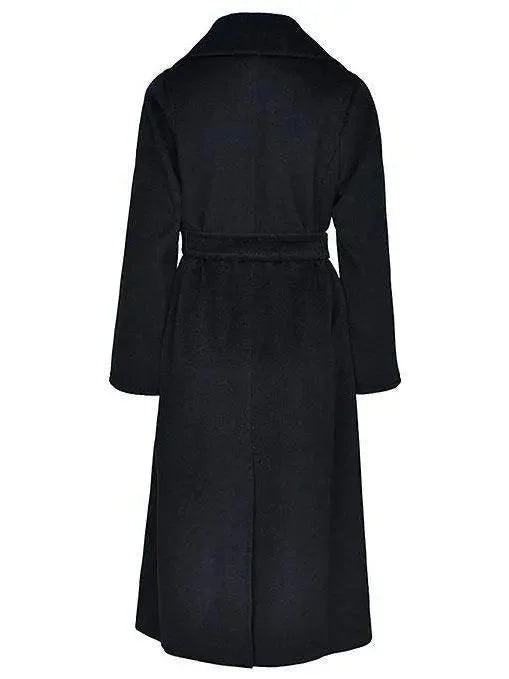 Belted Wool Wrap Coat Black