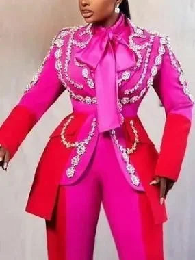 Bicolor Crystal-Embellished Single-Breasted Blazer - Jackets